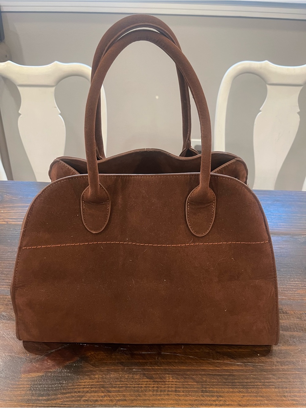 Designer inspired Brown Suede Tote Handbag - Classic Women's Carryall